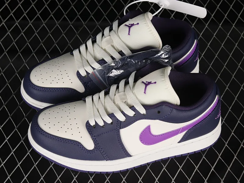 All categories Air Jordan Jordan series basketball shoes Air Jordan 1 Low Z version Air Jordan 1 Low AJ1 Joe 1 white and purple cultural low-top casual sneakers DC0774-502